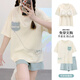 
Langsha comes with breast pad pajamas for women summer 2025 new pure cotton integrated suit early summer women's home clothes for women summer ZX:C6210 apricot color icon gray pants with chest pad, size M [with chest pad, anti-convex dot]