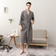 The end of the year waffle water-absorbing bathrobe, thin couple's nightgown, men's quick-drying bathrobe, spring, summer and autumn, centre-sleeved pajamas, 1601 gray men's style 3XL [175-185CM, 140-200Jin[Jin equals 0.5 kg]]