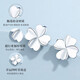 Chinese Gold Lucky Four-leaf Clover Platinum Earrings Women's Platinum Earrings Gift for Girlfriend and Wife's Birthday Jingsuda-Platinum Classic Four-leaf Clover Earrings