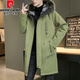 Pierre Cardin Parken Männer Velvet Trench Coat Winter verdickte warme mittelgroße Mantel Trendy Student Cotton Mant