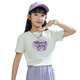 小猪彼特女童短袖t恤2025新款夏季儿童短款修身上衣白色T夏装女孩中袖半袖 9889白色16012粉色【套装】 120 cm