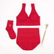 Buge painted zodiac year big red underwear set for middle-aged and elderly people without rims bra and panties for women plus size mama bra vest + high waist 3XL (recommended 150-170Jin Jin equals 0.5kg)