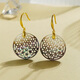 Nectar shell silver plated 18K gold vintage carved window grille black butterfly shell hook earrings earrings