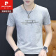 Pierre Cardin Camiseta Manga corta para hombres 2024 Camiseta de seda de hielo para hombres NUEVA Camiseta de verano de algodón puro de algodón puro C-CONE Q655 PINK M 85-110JIN [Jin equivale a 0.5 kg]