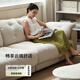Genji hölzerne Textur Sofa Haushaltscreme Stil Down Sofa Weißes Wohnzimmer Abnehmbares Waschen Waschen Direktes Sofa 2,6 Meter großer Sitz drei Personen (2600*1050*790)