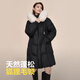 Bosideng winter down jacket for women, mid-length, removable hood, large fur collar, new national standard shopping mall jacket
