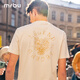 Mr. Bu Bu Fashion Printed Pure Cotton T-shirt Men's 2025 Spring and Summer New Round Neck Short Sleeve Simple and Versatile GT15253 Yami Apricot XL (180)