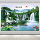 The landscape painting of the flowing water makes money, beautiful artistic conception, living room attracts wealth, and hanging paintings, welcoming pine waterfall background mural A32PP glue with glue on the back 80*120 cm
