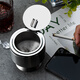 B&y new ashtray for home use, stainless steel ashtray with lid and feet, creative home living room, personalized trendy office ashtray with lid, feet, anti-fly ash BY244 original color