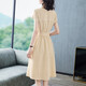 
Shanidoluo large size women's summer clothing fat mm new product fat sister fat man looks slim and covers the belly dress short sleeves 15925 yellow 3XL recommended 140-160Jin [Jin equals 0.5 kg] to wear