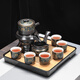 Craftsman's Lazy Tea Set Household Stone Mill Semi-automatic Tea Making Artifact Office Ceramic Anti-scalding Kung Fu Tea Set Complete Set Fragrant Automatic Tea Set + Black Square Tea Tray 10 Pieces