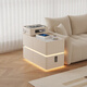 Isabel sofa side cabinet storage cabinet living room small apartment multi-functional partition cabinet side cabinet side table solid wood slate coffee table white 80cm drawer style speaker + USB + socket