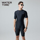 WATERTIME/Shuichuan men's swimsuit and swimming trunks one-piece short-sleeved five-point wetsuit men's swimsuit black silver XXL silver XXL