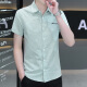 
YIBAOLANG new short-sleeved shirt men's trend Korean slim casual shirt without scalding and anti-wrinkle summer half-sleeved summer thin style 854 khaki L (105-120Jin [Jin equals 0.5 kg])