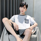 Catman (MiiOW) 2025 new men's summer pajamas pure cotton short-sleeved home clothing for men's boys and teenagers summer summer large size HDE-9922 L