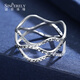 Shengshi Qiyuan (SHENGSHIQIYUAN) platinum ring for women pt950 platinum ring hollow ring fashion platinum ring tail ring hand jewelry gift platinum wave ring No. 11 2.7-2.9 grams