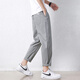 Jewish casual pants for men in summer new loose ice silk straight sport nine-point pants for men conical Korean style trendy trousers 9904 cement grey 2XL