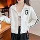VEOX small short sweatshirt for women Spring and Autumn 2025 early autumn top for women thin stand collar sporty zipper cardigan jacket 689 high-quality [gray thin] L Recommended (105-120Jin [Jin equals 0.5 kg])