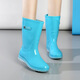 Chaussures en caoutchouc à tube moyen pour femmes pour femmes Bottes de pluie antidérapantes imperméables usureur semelle plate et assurance du travail de travail en plein air