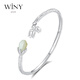 Only (Winy) Hetian jade silver bracelet women's solid pure foot silver 999 bracelet fashionable silver jewelry bracelet plain circle birthday gift