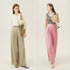
Fan Silanen's high-waisted lazy casual floor pants 2024 summer clothing new product thin wide-leg pants 24FS12213 Khaki M