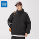 Jeanswest cotton-padded jacket for men in winter, thickened and warm, loose stand-up collar cotton-padded jacket for men 2026 new solid color versatile trendy brand cotton-padded jacket, black XL