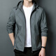 
J Jinba Daddy's Spring and Autumn Thin Jacket Middle-aged Men's Stand Collar Spring Casual Loose Hooded Outer k12127 Black M 170