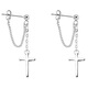 Cai Leiya S925 Silver Cross Earrings Men's Trendy Brand Punk Style Single Earrings Girls' Temperament Earrings to Support Ear Holes Earrings Cross Tassel Earrings Single 925 Silver