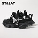Saturday children's shoes winter new plus velvet sports shoes girls dad shoes light running shoes black silver 37