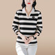 Fangluyu long-sleeved T-shirt for women in spring and autumn new middle-aged mother high-end cotton lapel POLO shirt casual T-shirt loose T-shirt 6636 burgundy 2XL single size recommended to wear 120-129 Jin [Jin equals 0.5 kg]