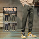 JEANSWEST casual pants for men 2025 spring and autumn new elastic waist tying loose sport nine-part trousers summer men 689 dark gray regular 2XL 150-165Jin [Jin equals 0.5 kg]