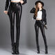 Yayongling Lederhose für Frauen mit Samt verdickte hohe Taille elastischer koreanischer Stil schlanker Passform und schlanke kleine Füße für Frauen mit PU-Lederhosen Leggings 1105 [elastische Taille/hinzugefügte Samt] Verdickte M empfohlene 100-120jin [Jin gleich 0,5 kg]