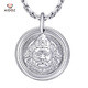Aido Diamond pt950 Platinum Yellow God of Wealth Pendant Men's Platinum Pendant Solid Round Necklace Pendant Weight 2.7-2.9 Grams (Pendant Width Approximately 12mm) Free Leather Cord