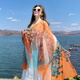 Jin[Jin equals 0.5 kg] Mu ethnic style shawl beach towel silk scarf soft gauze printed scarf for girls Tibet Xinjiang Qinghai tourism to extend the style Ethnic style shawl [Orange cashew nuts] 130*180

