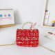 Wei Shilian [same as Tik Tok] 2024 new fashionable princess handbag Internet celebrity little girl mini versatile crossbody bag 9756 white flowers and red