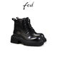 Alimentado botas de martin de cuero genuinas para mujeres en invierno nuevas botas para mujeres Tacas gruesas botas de motocicleta negra para mujeres D1105-YA930 Negro 36