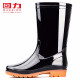 Pull-back rain boots winter plus velvet cotton to keep warm men's mid-high waterproof shoes outdoor rain boots overshoes rubber shoes waterproof HXL807 black mid-tube (without velvet) 40