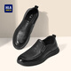 Heilan House (HLA) Men's Shoes Casual Leather Shoes Slip-on Business Casual Slip-On Toe-Layer Cowhide Shoes Men Black 41