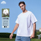 Dingfengbaoluo japanische Feste Farbe reines Baumwoll kurzärmeliges T-Shirt für Männer Sommer Grundlöser loser Basis Inner DF230 Weiß L.