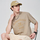 
Mark Huafei [pure cotton] short-sleeved T-shirt for men 25 spring and summer new round neck letters embroidered comfortable breathable loose men's T-shirt 701 khaki (silhouette version) S (height 155-165 weight 55-60)
