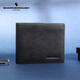 Sharkborough Top-Layer Cowide Herren echtes Leder Kurzer Brieftaschenlizenz Multifunktion Anti-Demagnetisierungs-Brieftaschen-Kartentasche Geschenkbox Geschenk Schwarz Schwarz