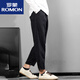 ROMON Summer New Men's Casual Cropped Pants Loose Ramie Cotton Simple and Versatile Straight Solid Color Trendy Long Pants Men's Coffee Color 2XL 145-155Jin [Jin equals 0.5 kg]