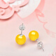 Drops of water turn into pearls. Nanzhu family beeswax earrings, amber round beads, 925 silver earrings for girlfriend and mother, 7.0-8.0mm beeswax