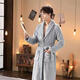 Yalu 25th Autumn and Winter New Men's Nightgown Coral Velvet Home Clothes Warm Flannel Large Size Bathrobe Large Size Home Clothes NSCJF-Light Gray Bathrobe Men's Y809 One Size