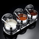 Haiyanzhitian four-flavor 304 stainless steel seasoning jar seasoning box set seasoning storage seasoning box with base seasoning jar 304 seasoning jar (with glass lid) 4-piece set 300ml