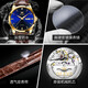 Olevs Swiss Certified Brand Watch Men's Mechanical Watch entièrement automatique Automatique Imperpose haut de gamme HEATS MENSE CADEAU chinois de la Saint-Valentin pour le petit ami Amélioration de la version améliorée-6629 Brown Leather Full Gold Blue Face Men