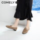 COMELY loafers women's cow/sheepskin flat slip-on shoes round toe small leather shoes camel color 37