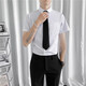 Xinghelai Summer New Herren kurzärmeliges weißes Hemd plus Hose Set Professionelles Hemd gutaussehende Business formelle Arbeitskleidung + Neun-Punkte-Hose + Krawatte L.