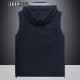 JEEP Jeep vest men's sleeveless vest work vest autumn and winter outdoor sports and leisure removable hooded vest multi-bag 2021 new men's jacket dark blue M