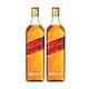 尊尼获加（JOHNNIE WALKER）黑牌黑方 苏格兰调和调配型威士忌酒 原瓶进口 洋酒 尊尼获加红牌 1000mL 2瓶 -裸瓶